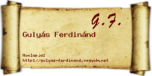 Gulyás Ferdinánd névjegykártya